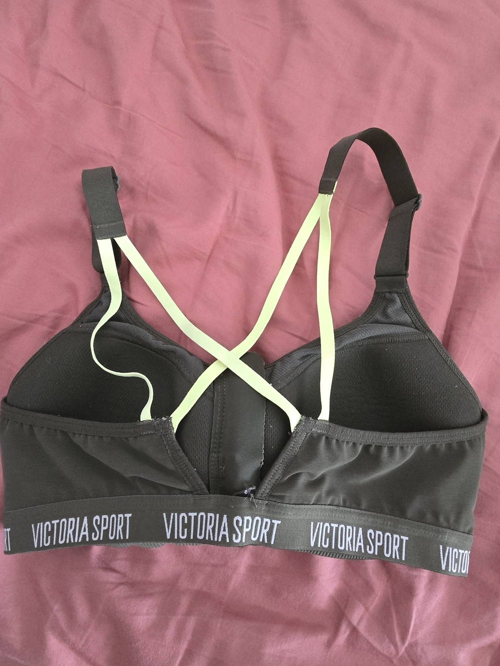 Victoria's Secret Sport Black & Neon Yellow Strappy Sports Bra